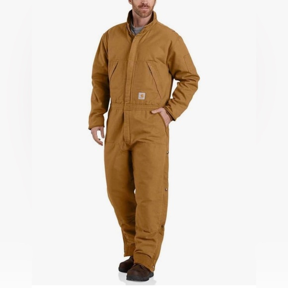 CARHARTT Men's Insulated Coveralls Sz 44 Brown Made in USA - Picture 1 of 16